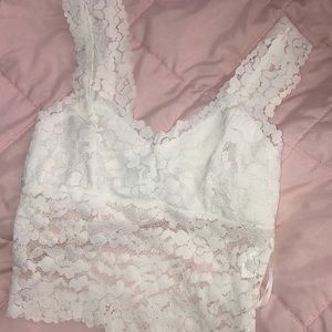 White lace crop top